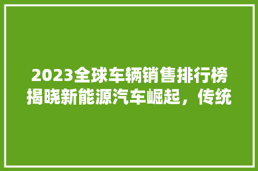 2023全球车辆销售排行榜揭晓新能源汽车崛起，传统车企面临挑战