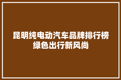 昆明纯电动汽车品牌排行榜绿色出行新风尚