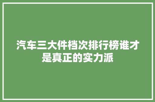 汽车三大件档次排行榜谁才是真正的实力派
