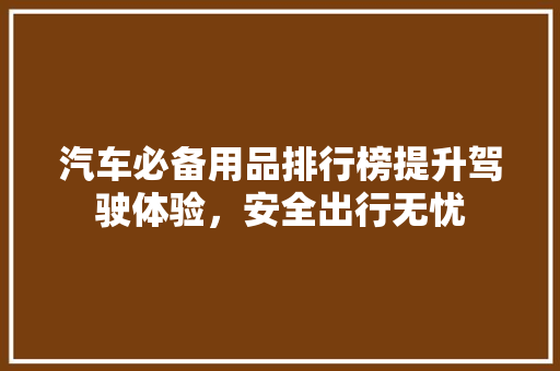 汽车必备用品排行榜提升驾驶体验，安全出行无忧