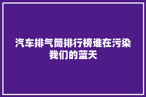 汽车排气筒排行榜谁在污染我们的蓝天