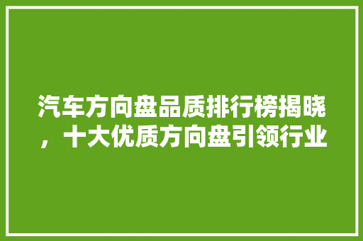 汽车方向盘品质排行榜揭晓，十大优质方向盘引领行业新风向