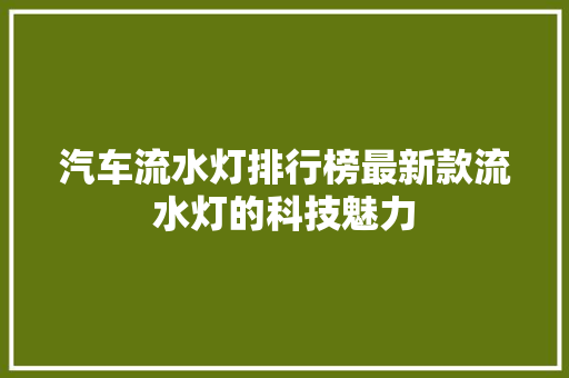 汽车流水灯排行榜最新款流水灯的科技魅力