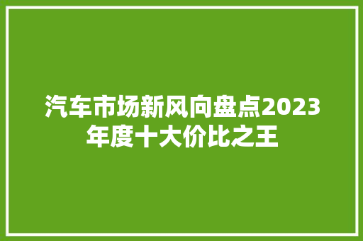 汽车市场新风向盘点2023年度十大价比之王