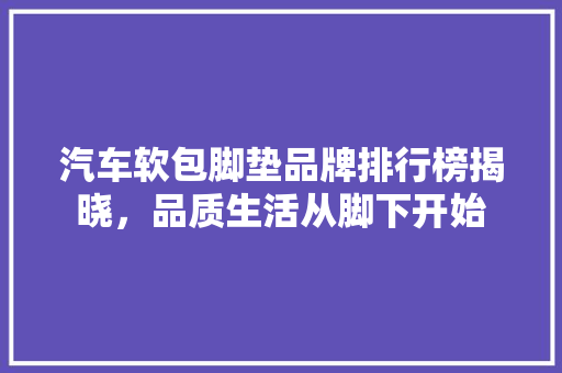 汽车软包脚垫品牌排行榜揭晓，品质生活从脚下开始