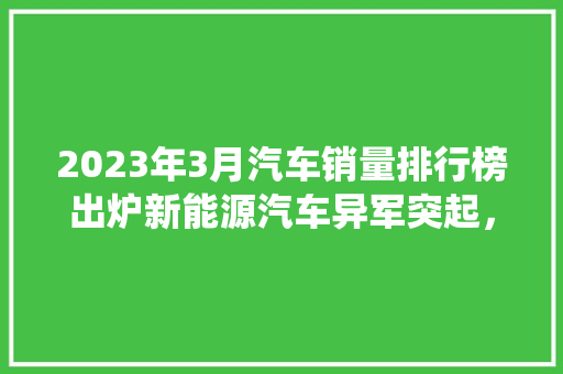 2023年3月汽车销量排行榜出炉新能源汽车异军突起，传统车企面临挑战