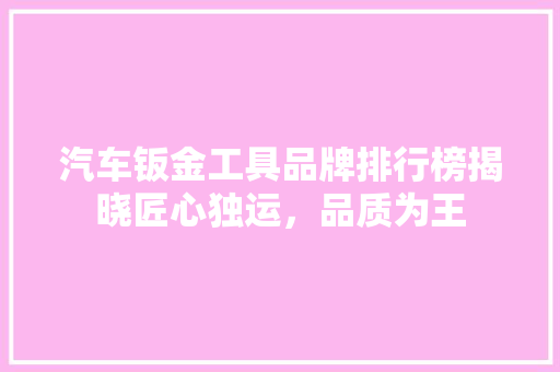 汽车钣金工具品牌排行榜揭晓匠心独运，品质为王