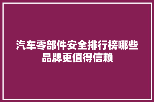 汽车零部件安全排行榜哪些品牌更值得信赖