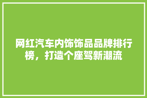 网红汽车内饰饰品品牌排行榜，打造个座驾新潮流