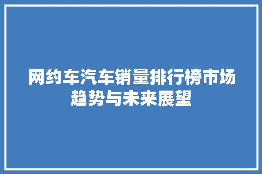 网约车汽车销量排行榜市场趋势与未来展望