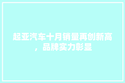 起亚汽车十月销量再创新高，品牌实力彰显