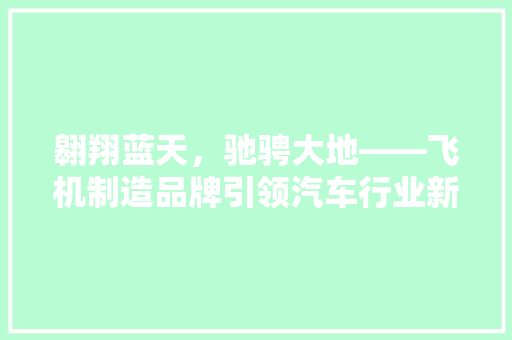翱翔蓝天，驰骋大地——飞机制造品牌引领汽车行业新潮流