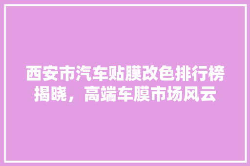 西安市汽车贴膜改色排行榜揭晓，高端车膜市场风云