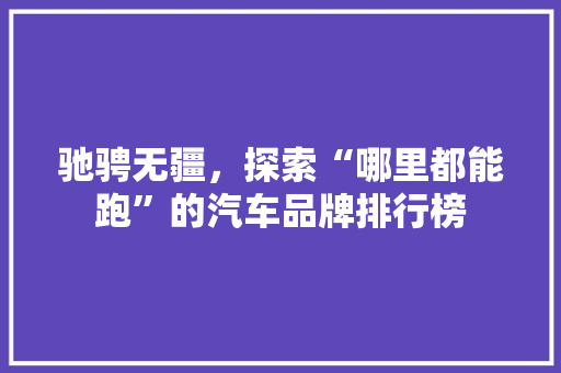 驰骋无疆，探索“哪里都能跑”的汽车品牌排行榜