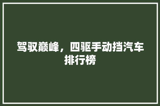 驾驭巅峰，四驱手动挡汽车排行榜