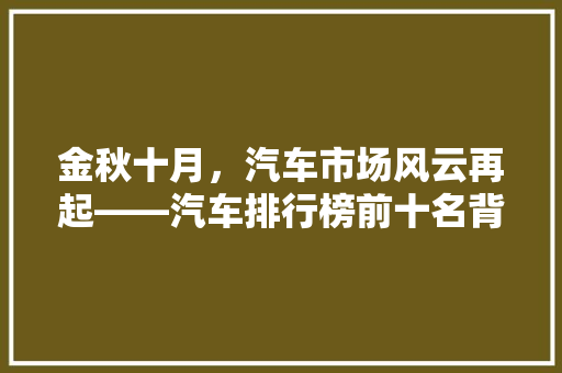 金秋十月，汽车市场风云再起——汽车排行榜前十名背后的故事