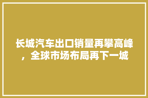 长城汽车出口销量再攀高峰，全球市场布局再下一城
