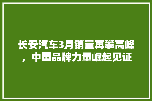 长安汽车3月销量再攀高峰，中国品牌力量崛起见证