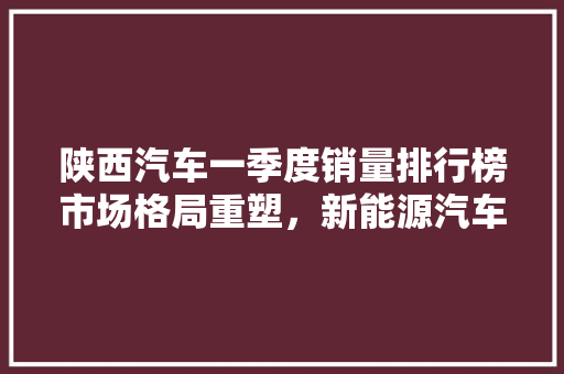 陕西汽车一季度销量排行榜市场格局重塑，新能源汽车崛起