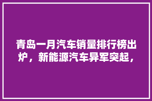 青岛一月汽车销量排行榜出炉，新能源汽车异军突起，传统车型面临挑战