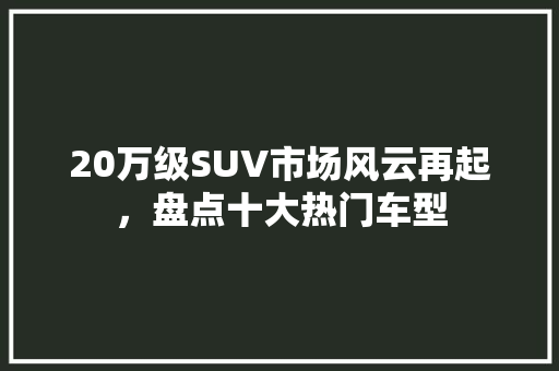 20万级SUV市场风云再起，盘点十大热门车型