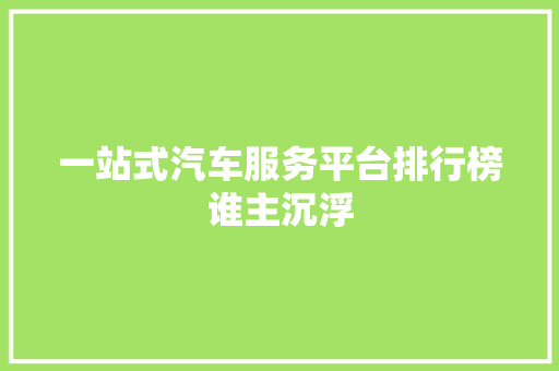 一站式汽车服务平台排行榜谁主沉浮