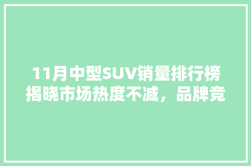11月中型SUV销量排行榜揭晓市场热度不减，品牌竞争激烈