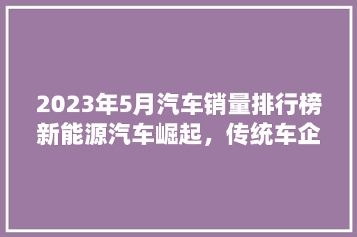 2023年5月汽车销量排行榜新能源汽车崛起，传统车企面临挑战