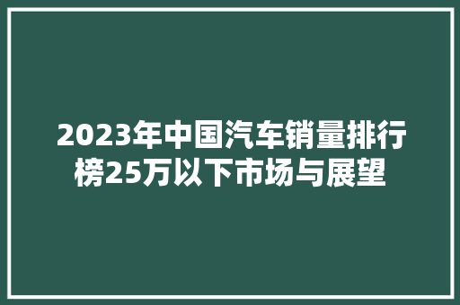 2023年中国汽车销量排行榜25万以下市场与展望