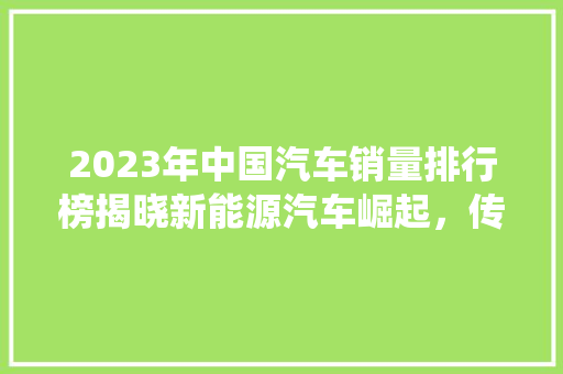 2023年中国汽车销量排行榜揭晓新能源汽车崛起，传统燃油车面临挑战