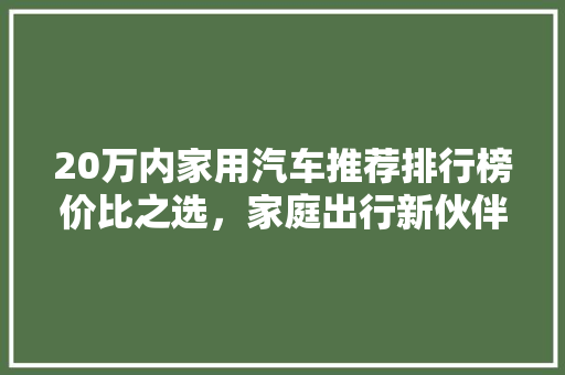 20万内家用汽车推荐排行榜价比之选，家庭出行新伙伴