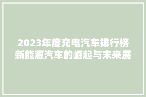 2023年度充电汽车排行榜新能源汽车的崛起与未来展望