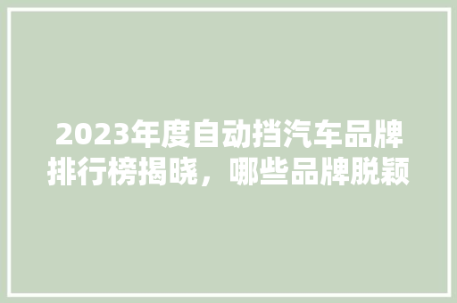 2023年度自动挡汽车品牌排行榜揭晓，哪些品牌脱颖而出