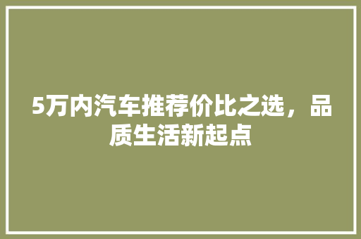 5万内汽车推荐价比之选，品质生活新起点