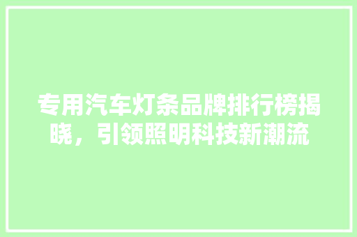 专用汽车灯条品牌排行榜揭晓，引领照明科技新潮流