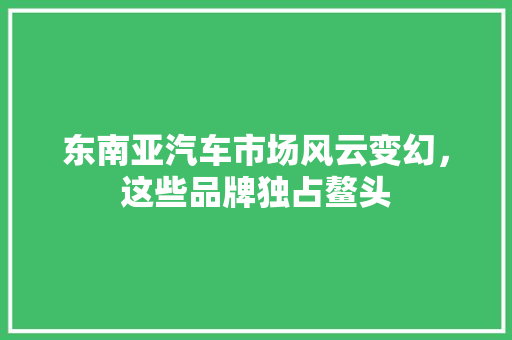 东南亚汽车市场风云变幻，这些品牌独占鳌头