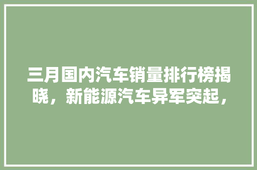 三月国内汽车销量排行榜揭晓，新能源汽车异军突起，传统车企面临挑战