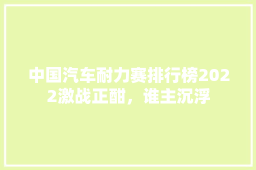 中国汽车耐力赛排行榜2022激战正酣，谁主沉浮