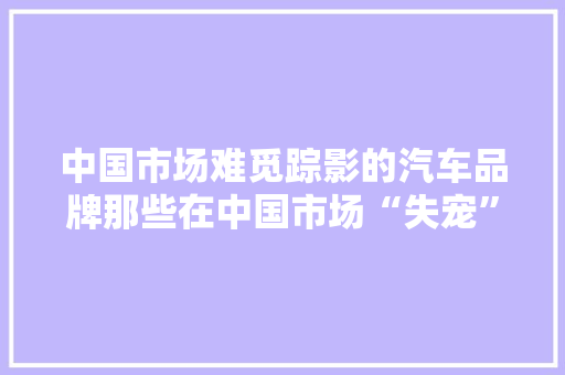 中国市场难觅踪影的汽车品牌那些在中国市场“失宠”的品牌