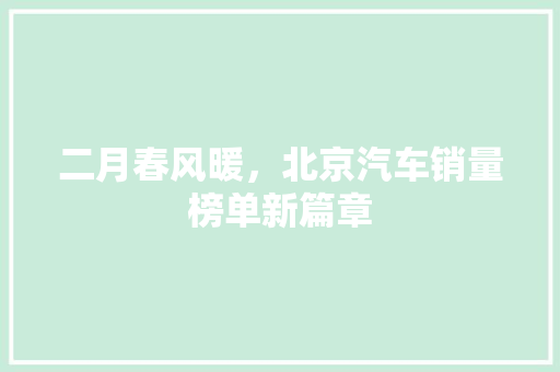 二月春风暖，北京汽车销量榜单新篇章