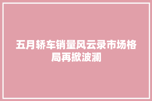五月轿车销量风云录市场格局再掀波澜