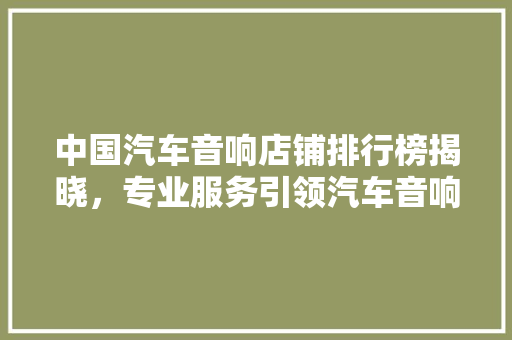 中国汽车音响店铺排行榜揭晓，专业服务引领汽车音响新潮流