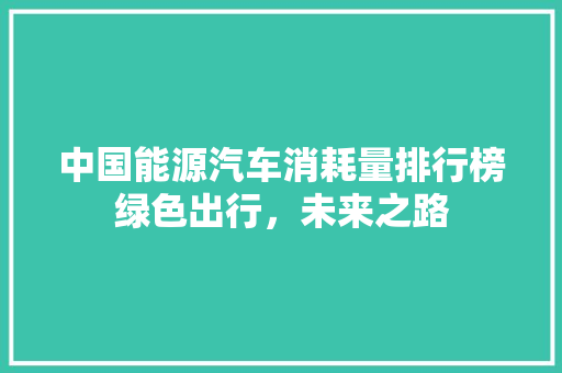 中国能源汽车消耗量排行榜绿色出行，未来之路