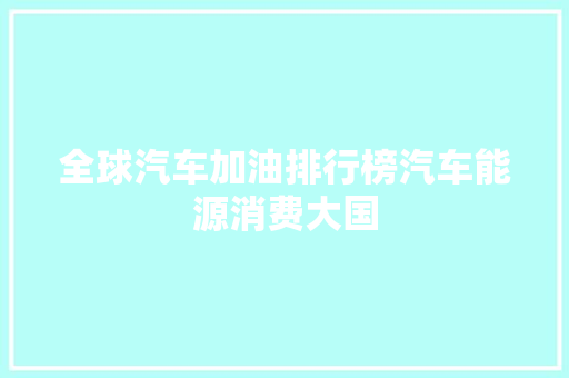 全球汽车加油排行榜汽车能源消费大国