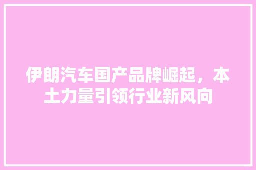 伊朗汽车国产品牌崛起，本土力量引领行业新风向