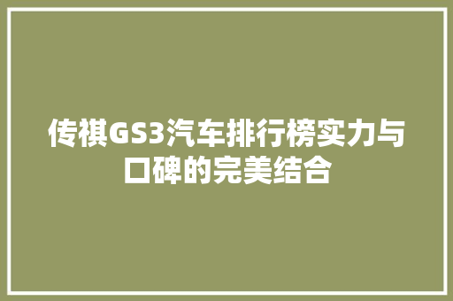 传祺GS3汽车排行榜实力与口碑的完美结合