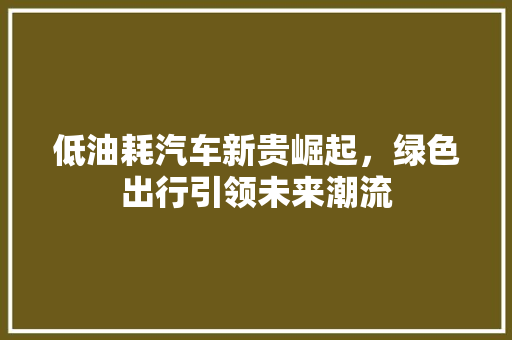 低油耗汽车新贵崛起，绿色出行引领未来潮流