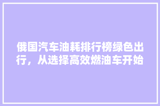 俄国汽车油耗排行榜绿色出行，从选择高效燃油车开始
