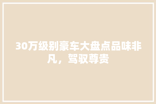 30万级别豪车大盘点品味非凡，驾驭尊贵