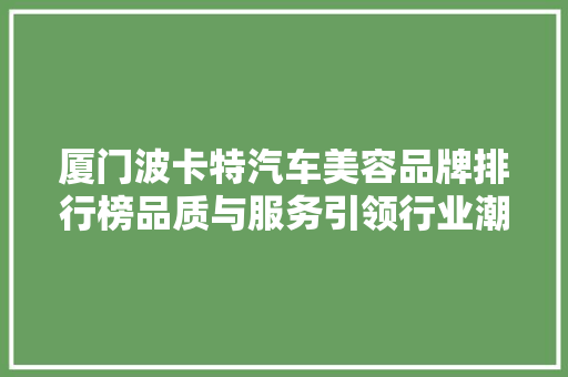 厦门波卡特汽车美容品牌排行榜品质与服务引领行业潮流
